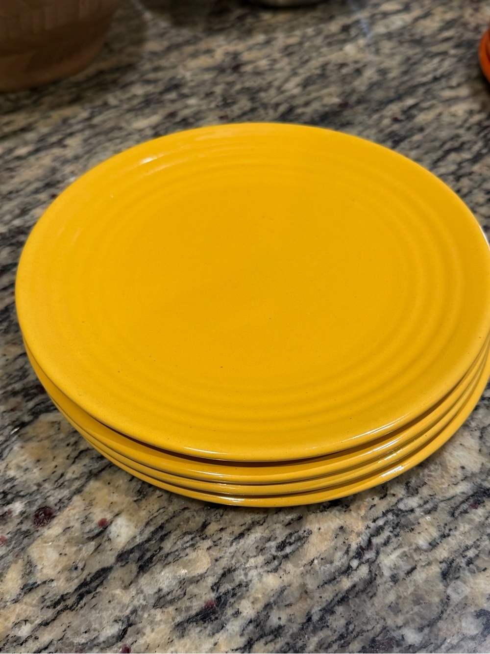 Bright Yellow Bauer Pottery Los Angeles Ceramic Dinner Plates